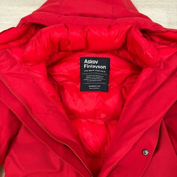 Askov Finlayson Winter Parka Puffer Womens XS Red Cardinal Featherless - Picture 4 of 4